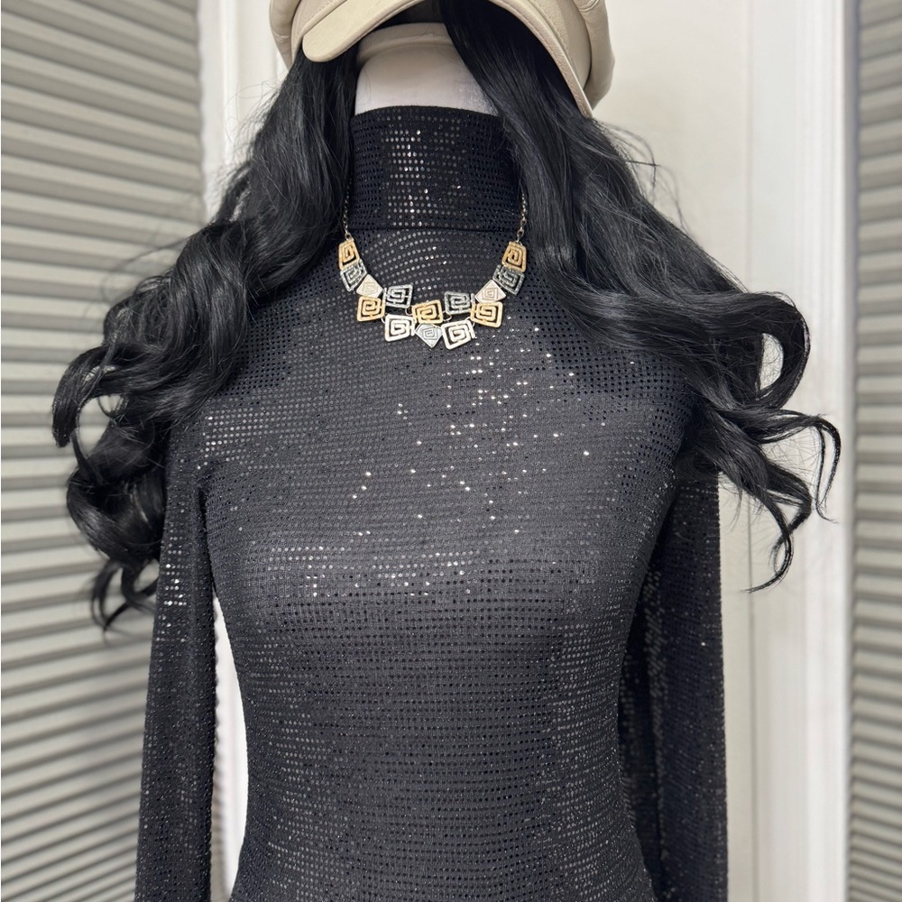 Black Sparkle Long-Sleeve Jumpsuit ✨